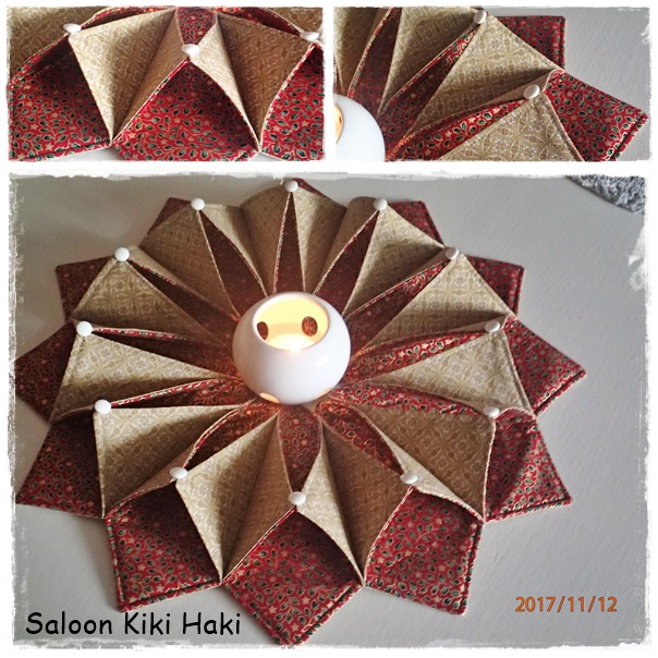 vánoční svícen - červeno béžový